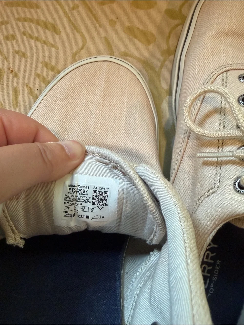 Sperry Men's Canvas Top Siders Lace-Up Sneakers in Light Beige